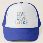 Live-Liebe Latke Hanukkah Design Truckerkappe (Vorderseite)