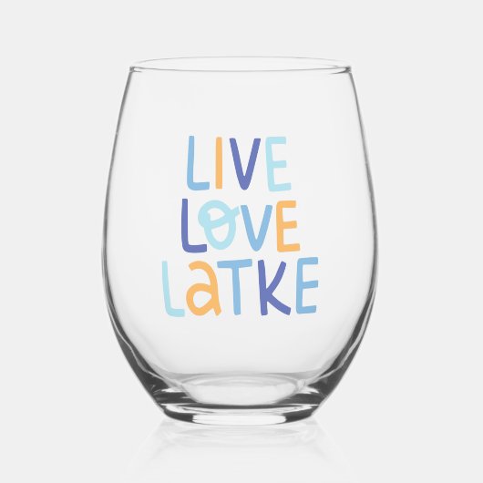 Live-Liebe Latke Hanukkah Design Weinglas Ohne Stiel (Vorderseite)
