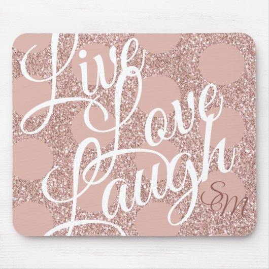 Live-Liebe Lauchen Rosa Glitzer Rose Dot Monogramm Mousepad (Vorne)