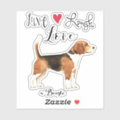 Live Liebe Laugh Beagle Vinyl Sticker (Blatt)