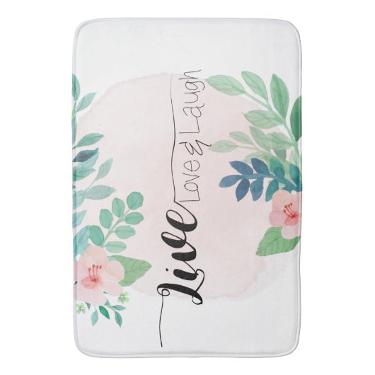 Live, Liebe, Laugh Boho Floral | Badematte (Vorderseite Vertikal)