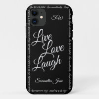 Live Liebe Laugh Elegante Schwarz-weiße Skripte