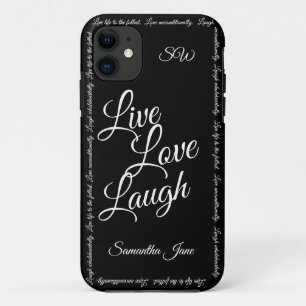 Live Liebe Laugh Elegante Schwarz-weiße Skripte Case-Mate iPhone Hülle
