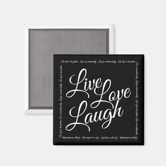 Live Liebe Laugh Elegante Schwarz-weiße Skripte Magnet (Vorderseite/Rückseite)