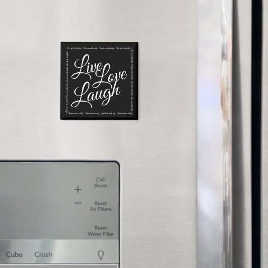 Live Liebe Laugh Elegante Schwarz-weiße Skripte Magnet (In Situ (Kühlschrank))