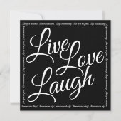 Live-Liebe Laugh Elegante White Script Black Card (Vorderseite)