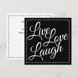 Live-Liebe Laugh Elegante White Script Black Card