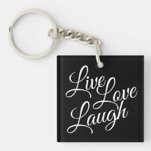 Live Liebe Laugh Elegantes Weißes Drehbuch auf Sch Schlüsselanhänger