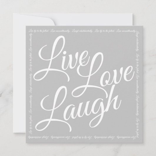 Live-Liebe Laugh Elegantes Weißes Script Grauen Gr (Vorderseite)