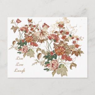 LIve Liebe Laugh Floral Butterfly Postcard Art Postkarte