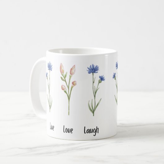 Live Liebe Laugh Floral Keramik Tasse (Vorderseite Links)