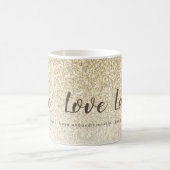 Live-Liebe Laugh Girly Gold Glitzer Typografie Kaffeetasse (Mittel)