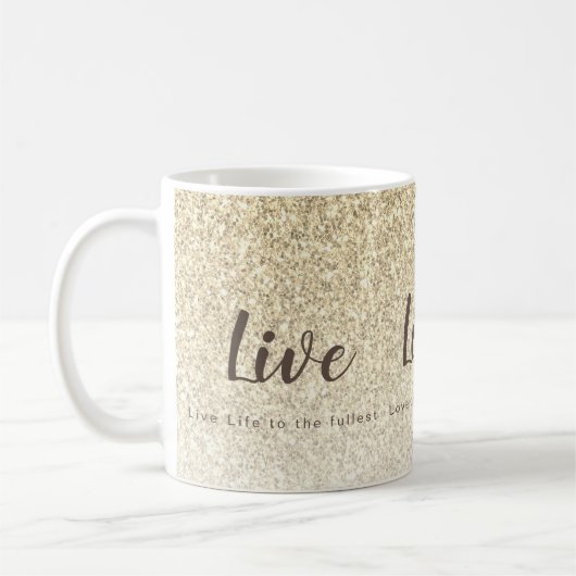 Live-Liebe Laugh Girly Gold Glitzer Typografie Kaffeetasse (Links)