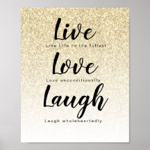 Live-Liebe Laugh Girly Gold Glitzer Typografie