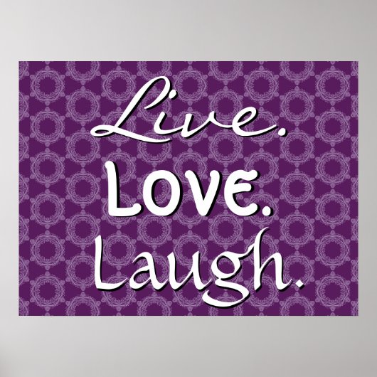 Live Liebe Laugh Lila Retro Muster 012 Poster (Vorne)