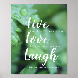 Live-Liebe Laugh Motivierend Typografie Foliage Poster
