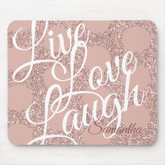 Live-Liebe Laugh Name Skript Rosa Glitzer Rose Dot Mousepad (Vorne)