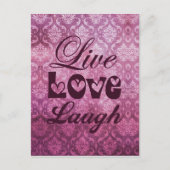 Live-Liebe Laugh Pink Damask Muster Postkarte (Vorderseite)