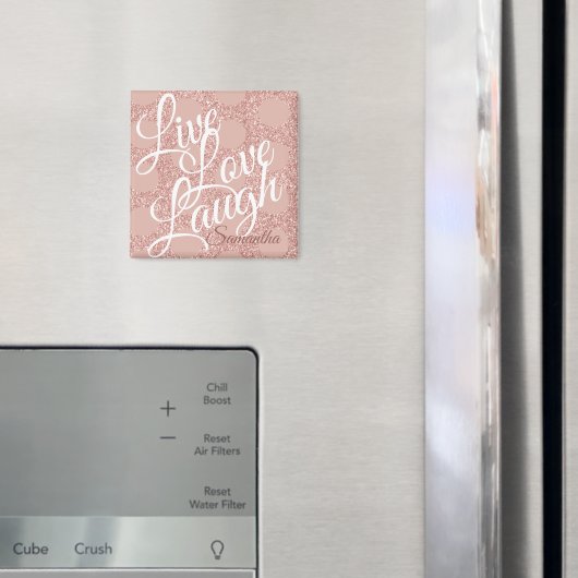 Live-Liebe Laugh Rose Polka Dot Pink Glitzer Name Magnet (In Situ (Kühlschrank))