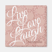 Live-Liebe Laugh Rose Polka Dot Pink Glitzer Name Magnet (Vorne)