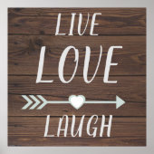 Live-Liebe Laugh Rustikales Zeichen Poster (Vorne)