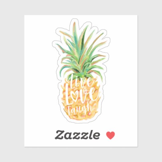 Live Liebe Laugh Wasserfarbe Ananas Obst Aufkleber (Blatt)