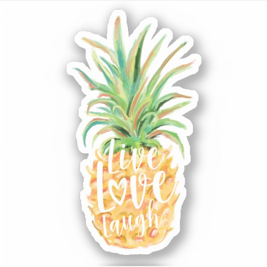 Live Liebe Laugh Wasserfarbe Ananas Obst Aufkleber (Vorderseite)