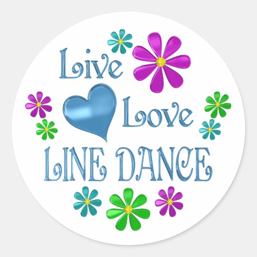 Live Liebe Line Dance Runder Aufkleber (Vorderseite)