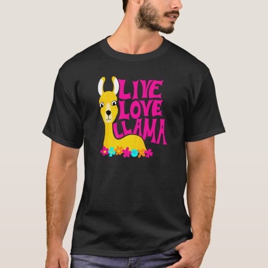Live-Liebe Llama Blume Power Animal Graphic T-Shirt (Vorderseite)