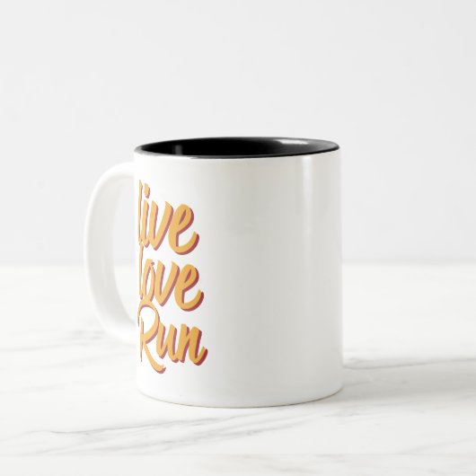 Live-Liebe Marathon Runner Workout-Übung Zweifarbige Tasse (Vorderseite Links)