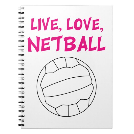 Live-Liebe Netball Notizblock (Vorderseite)