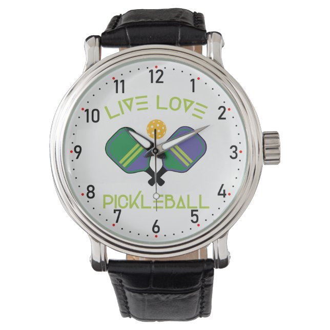 😍 Live, Liebe, Pickleball Armbanduhr (Vorderseite)