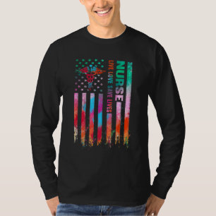 Live Liebe Rette Amerikanische Flagge Gefärbte Kra T-Shirt