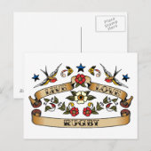 Live Liebe Rugby Postkarte (Vorne/Hinten)