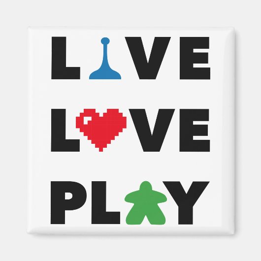 Live, Liebe, Schwarz-Text-Magnet abspielen Magnet (Vorne)