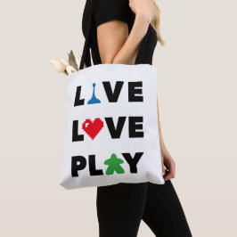 Live, Liebe, Schwarz-Text-Tasche wiedergeben Tasche