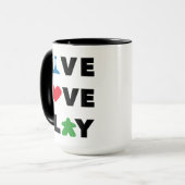 Live, Liebe, Schwarzen Text Tasse wiedergeben (Vorderseite Links)