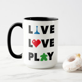 Live, Liebe, Schwarzen Text Tasse wiedergeben