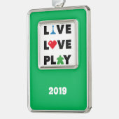 Live, Liebe, Schwarzen Text Vert wiedergeben. Rahm Rahmen-Ornament Silber (Links)