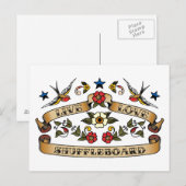 Live-Liebe-Shuffleboard Postkarte (Vorne/Hinten)