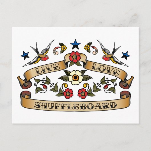 Live-Liebe-Shuffleboard Postkarte (Vorderseite)