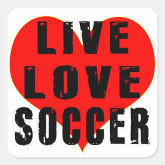 Live Liebe Soccer Quadratischer Aufkleber