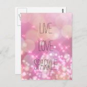 Live-Liebe Sparkle Rosa Glitzer Inspiration Zitat Postkarte (Vorne/Hinten)