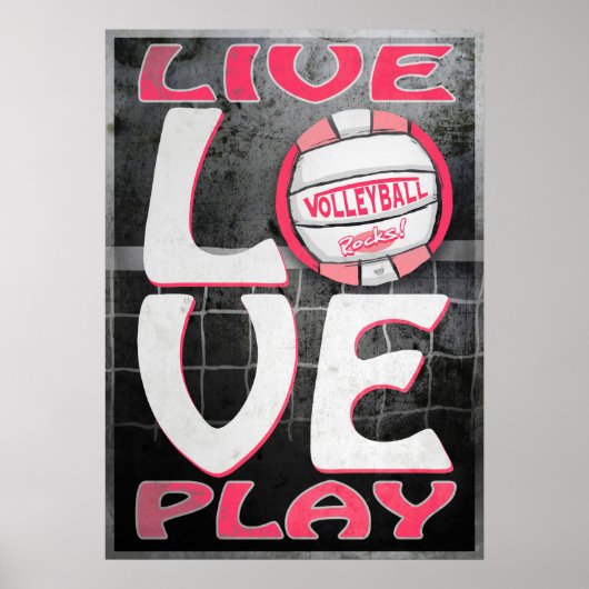 Live-Liebe spielen Rosa Volleyball Poster (Vorne)
