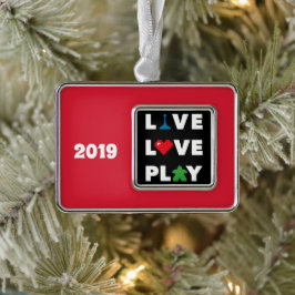 Live, Liebe, Spielen von White Text Horiz. Rahmeno Rahmen-Ornament Silber