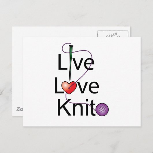 Live-Liebe Strick Postkarte (Vorne/Hinten)