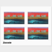 Live, Liebe, Surf-Aufkleber von Marene Originals A Rechteckiger Aufkleber (Blatt)