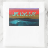 Live, Liebe, Surf-Aufkleber von Marene Originals A Rechteckiger Aufkleber (Tasche)