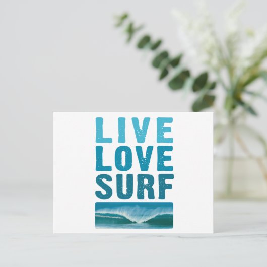 live_Liebe_surf Postkarte (Stehend Vorderseite)