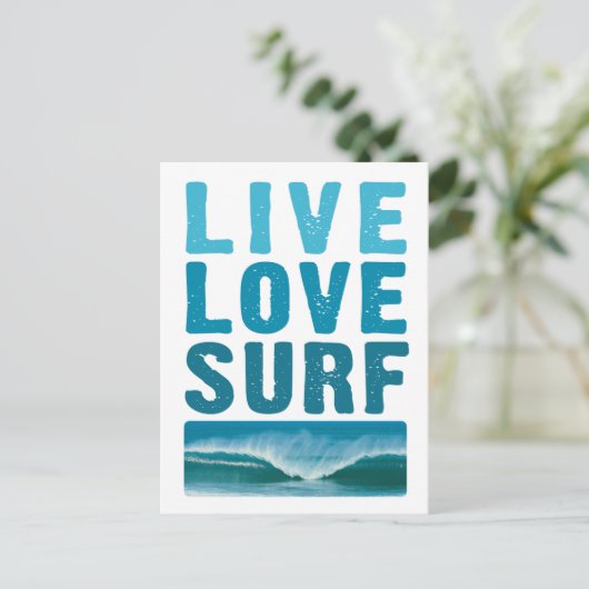 live_Liebe_surf Postkarte (Stehend Vorderseite)